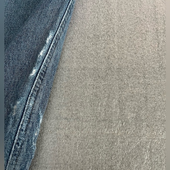 [W24Ins27”]Agolde Feel Good Blue Straight-Leg Button Fly Jeans Distressed Flaw - Picture 7 of 12